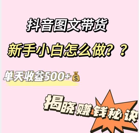 抖音图文带货，新手小白怎么做？单天收益500+【揭秘赚钱秘诀】-小艾项目网