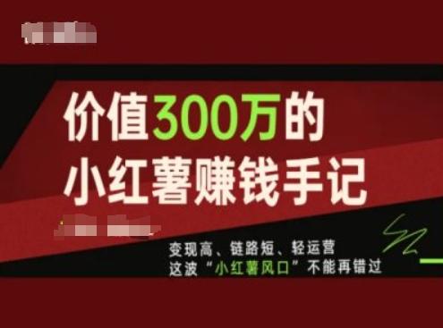 价值300万的小红书赚钱手记，变现高、链路短、轻运营，这波“小红薯风口”不能再错过-小艾项目网