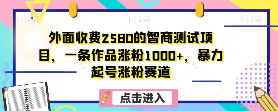 外面收费2580的智商测试项目，一条作品涨粉1000+，暴力起号涨粉赛道【揭秘】-小艾项目网