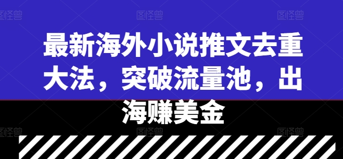 最新海外小说推文去重大法，突破流量池，出海赚美金-小艾项目网