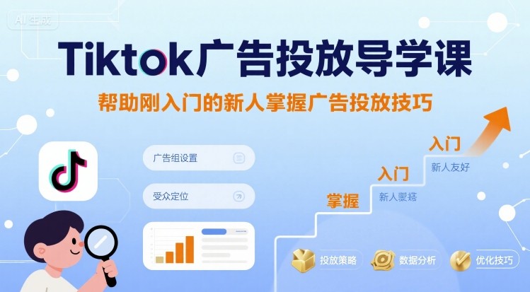 Tiktok广告投放导学课，帮助刚入门的新人掌握广告投放技巧-小艾项目网