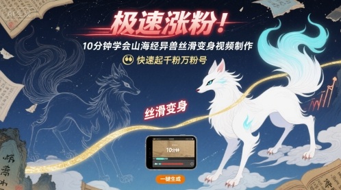 极速涨粉！10分钟学会山海经异兽丝滑变身视频制作，快速起千粉万粉号-小艾项目网