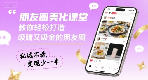 朋友圈美化课堂，教你轻松打造，吸睛又吸金的朋友圈，私域不看，变现少一半-小艾项目网