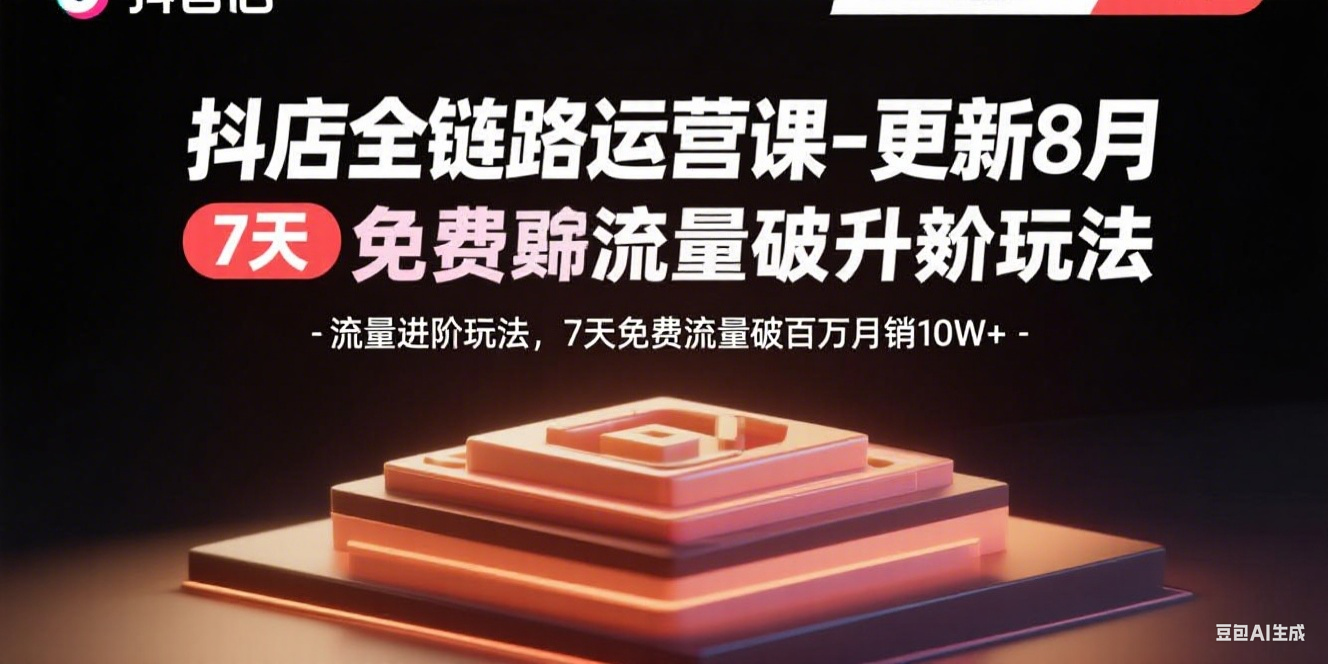 抖店全链路运营课-更新8月：流量进阶玩法，7天免费流量破百万月销10W+-小艾项目网
