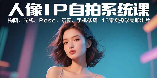 人像IP自拍系统课：构图、光线、Pose、氛围、手机修图 15章实操学完即出片-小艾项目网