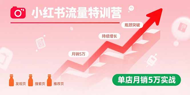 小红书流量特训营：突破流量瓶颈，实现店铺持续增长，单店月销5万实战-小艾项目网