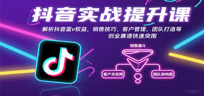 抖音实战提升课：解析抖音蓝v权益，销售技巧、客户管理、团队打造等创业赛道快速突围-小艾项目网