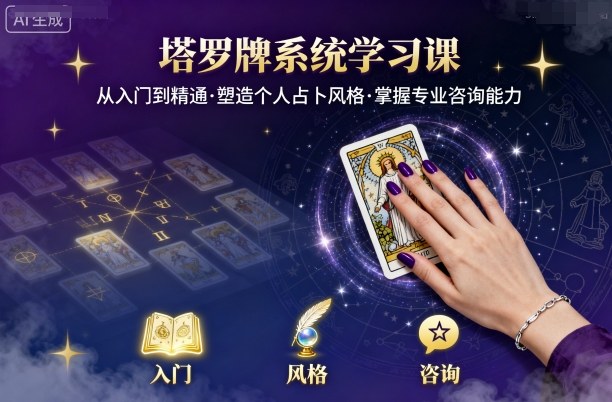 塔罗牌系统学习课，助你从入门到精通，塑造个人占卜风格，掌握专业咨询能力-小艾项目网