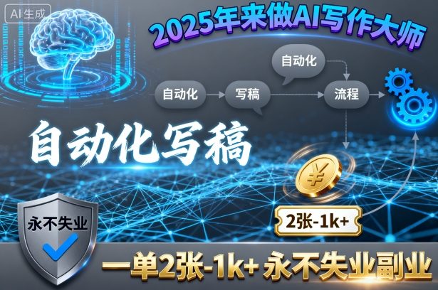 2025年来做AI写作大师，自动化写稿，一单2张-1k+，永不失业副业-小艾项目网