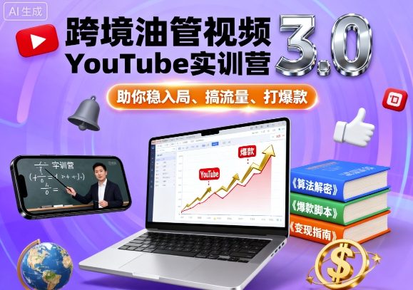 跨境油管视频YouTube实训营3.0，助你稳入局、搞流量、打爆款-小艾项目网
