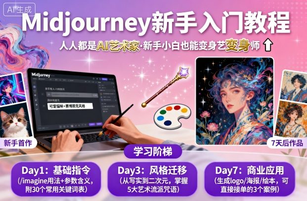 midjourney新手入门教程：人人都是AI艺术家，新手小白也能变身艺术大师-小艾项目网