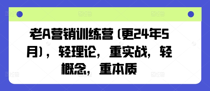 老A营销训练营(更25年10月)，轻理论，重实战，轻概念，重本质-小艾项目网