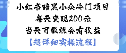 小红书暗黑小众冷门项目每天变现2张当天可能就会有收益-小艾项目网