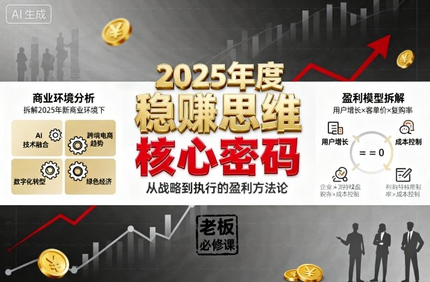 2025年度稳賺思维老板创业营，拆解2025年新商业环境下，企业实现持续盈利的核心密码-小艾项目网