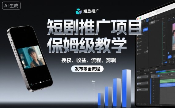 短剧推广项目保姆级教学，授权、收益、流程、剪辑，发布等全流程-小艾项目网