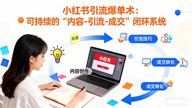小红书引流爆单术：构建一套低成本 可持续的“内容-引流-成交”闭环系统-小艾项目网