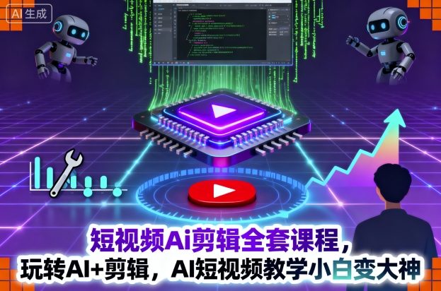 短视频Ai剪辑全套课程，玩转AI+剪辑，AI短视频教学小白变大神-小艾项目网