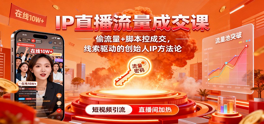 IP直播流量成交课：偷流量+脚本控成交，线索驱动的创始人IP方法论-小艾项目网