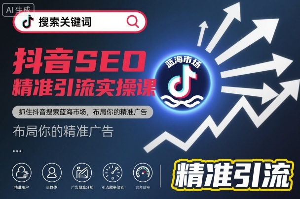 抖音SEO精准引流实操课，抓住抖音搜索蓝海市场，布局你的精准广告-小艾项目网