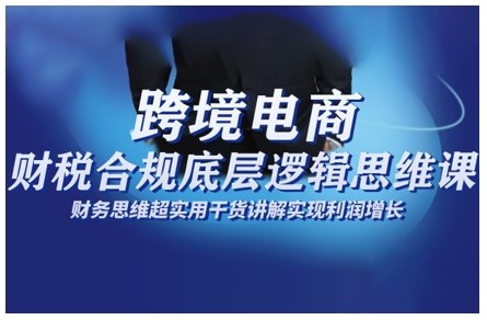 跨境电商财稅合规底层逻辑思维课，财务思维超实用于货讲解实现利润增长-小艾项目网