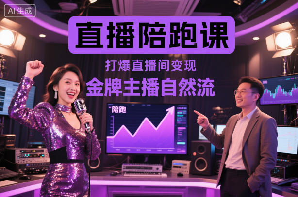 直播陪跑课，金牌主播自然流打爆直播间，复制高变现玩法-小艾项目网