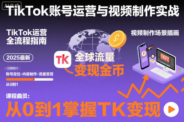 2025最新TikTok账号运营与视频制作实战全流程，从0到1掌握TK变现(含11月最新TK搬运技术)-小艾项目网