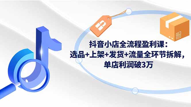 抖音小店全流程盈利课：选品+上架+发货+流量全环节拆解，单店利润破3万-小艾项目网