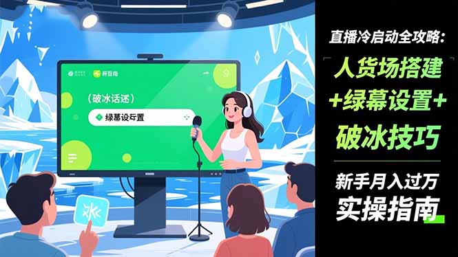 直播冷启动全攻略:人货场搭建+绿幕设置+破冰技巧，新手月入过万实操指南-小艾项目网