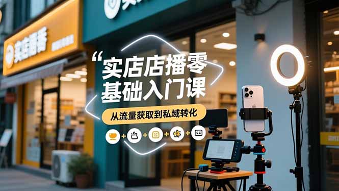 实体店播零基础入门课，实体店+短视频+直播+微信生态+私域社群，从流量获取到私域转化-小艾项目网