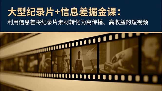大型纪录片+信息差掘金课：利用信息差将纪录片素材转化为高传播、高收益的短视频-小艾项目网
