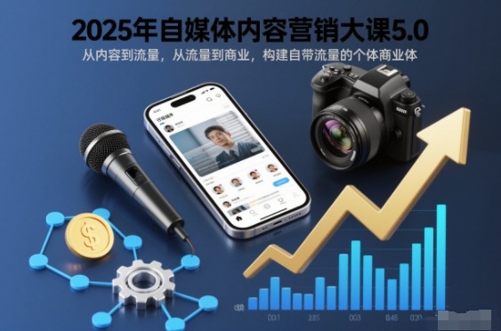 2025年自媒体内容营销大课5.0，从内容到流量，从流量到商业，构建自带流量的个体商业体-小艾项目网