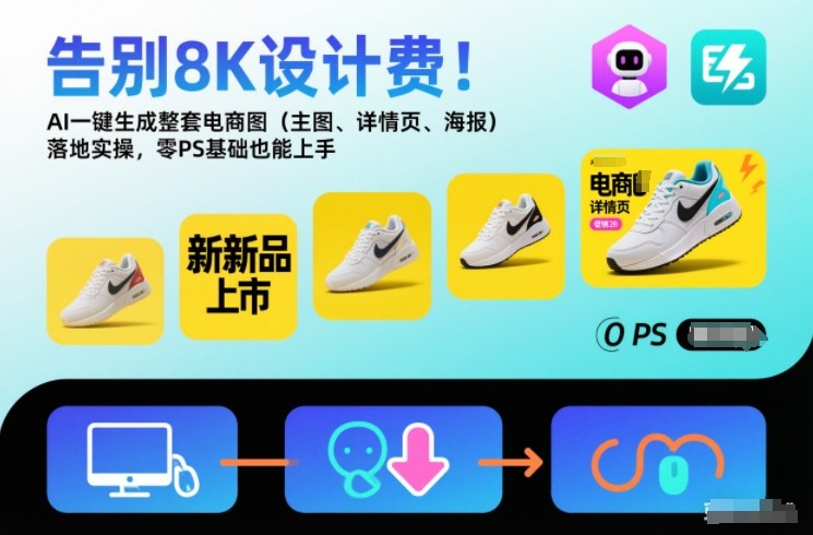 告别8K设计费！AI一键生成整套电商图(主图、详情页、海报)落地实操，零PS基础也能上手-小艾项目网