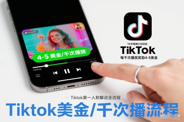 TK中视频计划项目，Tiktok第一人称解说流程，每干次播放奖励4-5美金-小艾项目网