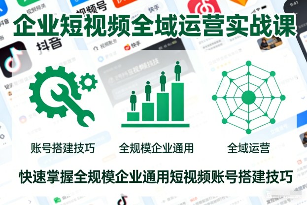 企业短视频全域运营实战课，快速掌握全规模企业通用短视频账号搭建技巧-小艾项目网