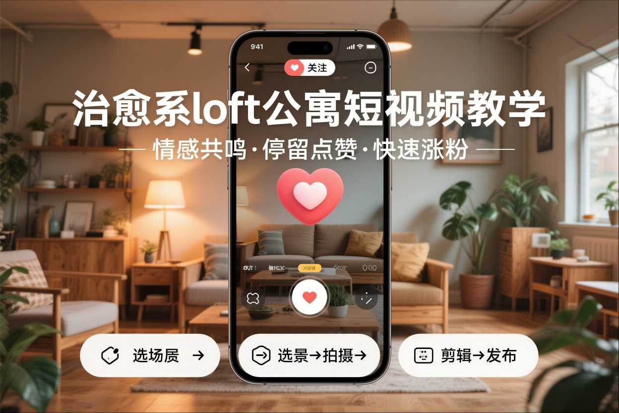 治愈系loft公寓短视频制作教学，情感共鸣引停留点赞关注，快速起号涨粉-小艾项目网