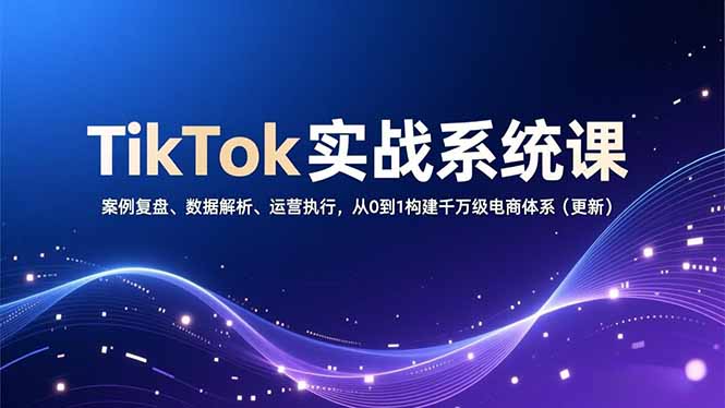 TikTok实战系统课，案例复盘、数据解析、运营执行，从0到1构建千万级电商体系(更新-小艾项目网