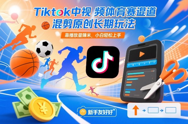 Tiktok中视频体育赛道混剪原创长期玩法，靠播放量賺米，小白轻松上手-小艾项目网