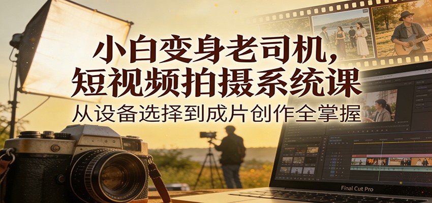 小白变身老司机，短视频拍摄系统课，从设备选择到成片创作全掌握-小艾项目网