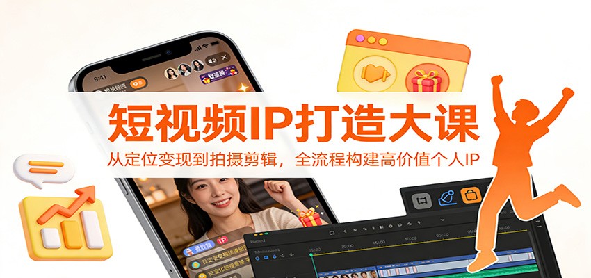 短视频IP打造大课：从定位变现到拍摄剪辑，全流程构建高价值个人IP-小艾项目网