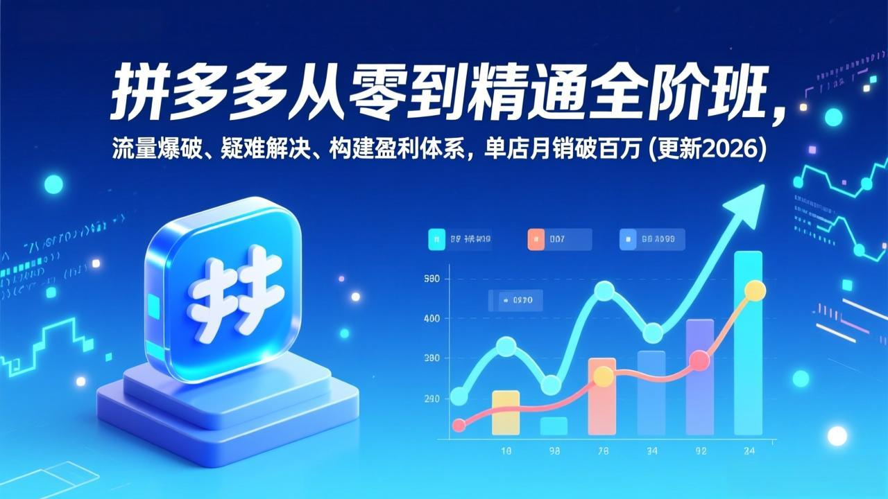 拼多多从零到精通全阶班，流量爆破、疑难解决，构建盈利体系，单店月销破百万(更新2026-小艾项目网