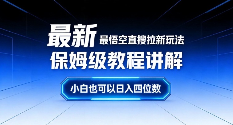 最新最悟空直搜拉新玩法保姆级教程讲解，小白也可以日入四位数-小艾项目网