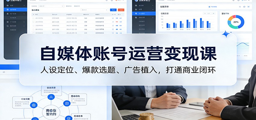 自媒体账号运营变现课：人设定位、爆款选题、广告植入，打通商业闭环-小艾项目网