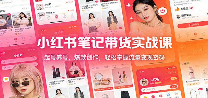 小红书笔记带货实战课：起号养号，爆款创作，轻松掌握流量变现密码-小艾项目网