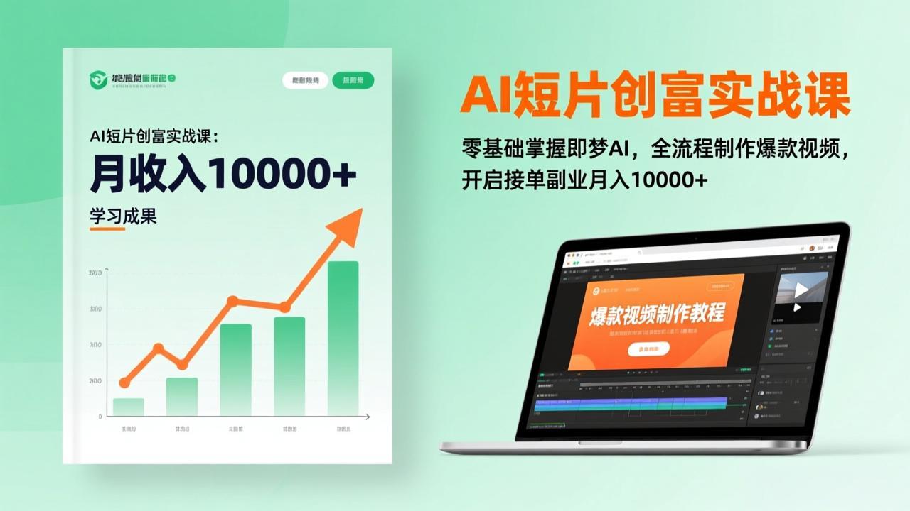 AI短片创富实战课：零基础掌握即梦AI，全流程制作爆款视频，开启接单副业月入10000+(更新-小艾项目网