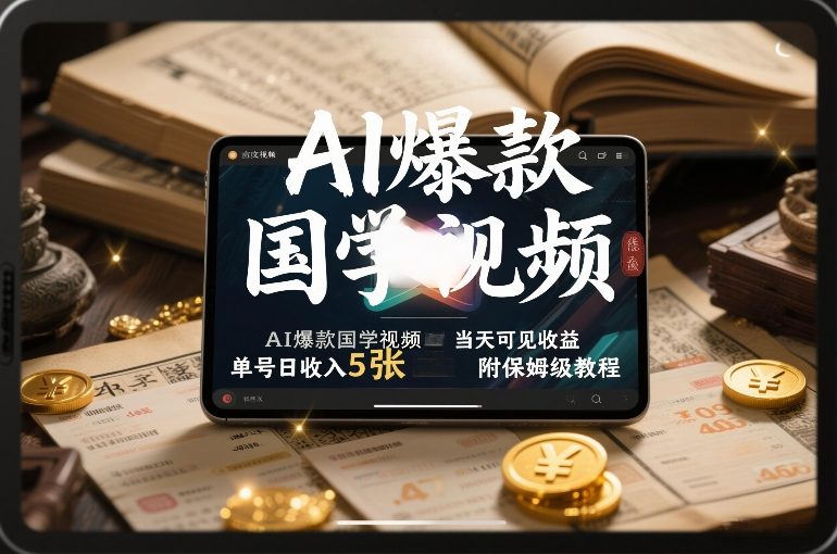 AI爆款国学视频，独家起号方法，小白直接上手，当天可见收益，单号日收入5张+附保姆级教程-小艾项目网