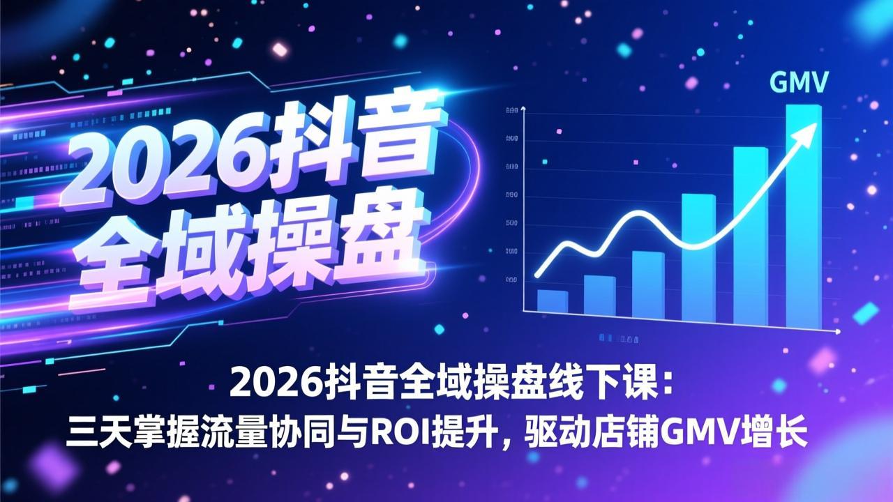 2026抖音全域操盘线下课：三天掌握流量协同与ROI提升，驱动店铺GMV增长-小艾项目网