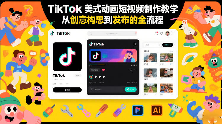 TikTok美式动画短视频制作教学，从创意构思到发布的全流程-小艾项目网