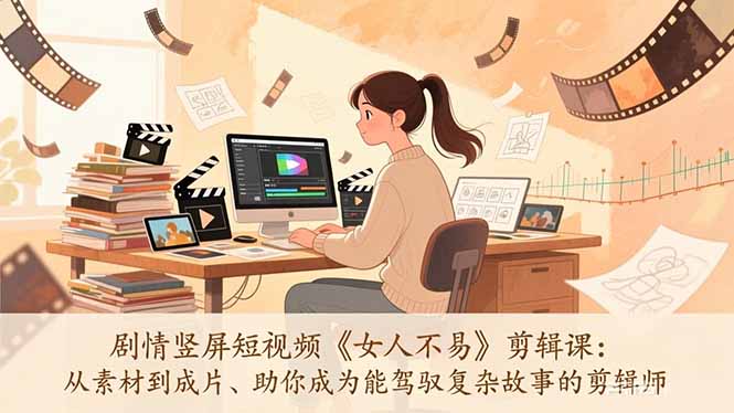 剧情竖屏短视频《女人不易》剪辑课：从素材到成片、助你成为能驾驭复杂故事的剪辑师-小艾项目网