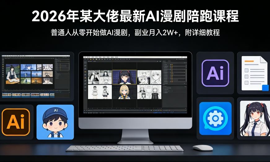 26年某大佬最新Ai漫剧陪跑课程，普通人从零开始做AI漫剧，副业月入2W+-小艾项目网