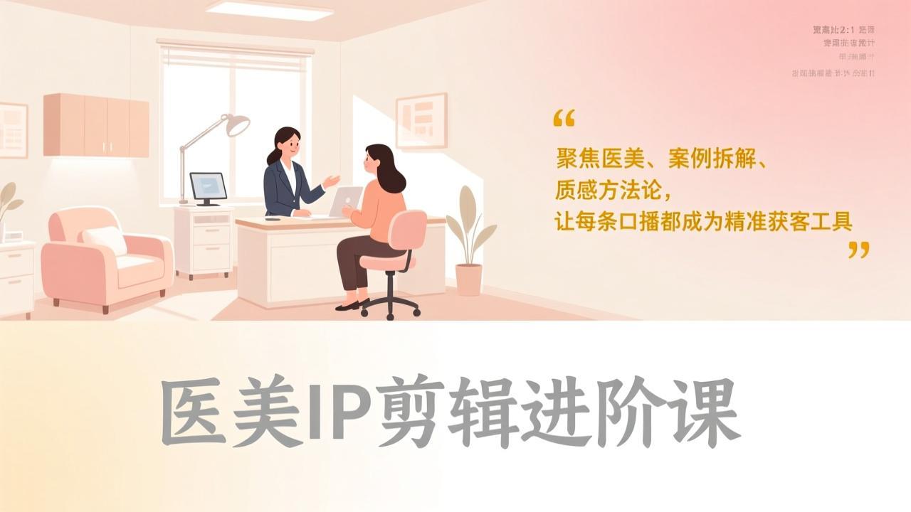 医美IP剪辑进阶课，聚焦医美、案例拆解、质感方法论，让每条口播都成为精准获客工具-小艾项目网